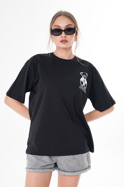ŞİMAL Tricou oversize pentru damă, cu imprimeu pe spate, cu decolteu rotund 250182   -