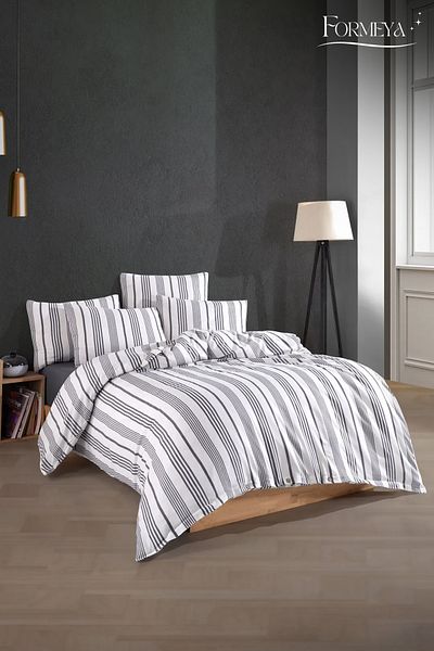 Formeya Bettbezug-Set für Einzelbett, garngefärbt aus Baumwolle, mit Knöpfen und Gummizug (1 Kissenbezug)