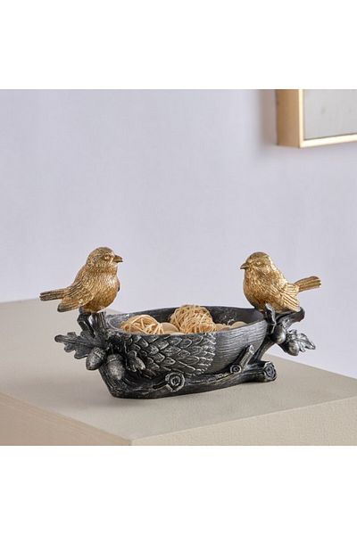 Home Box Wren Polyresin Bird Decorative Platter 29x15x14 cm