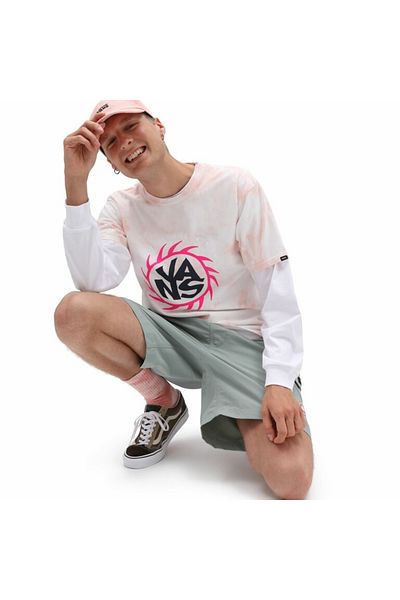 Vans Tricou roz pentru bărbați VANS Summer camp γραβάτα Mellow ros