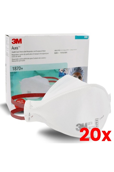 3M Aura N95 Ventilsiz Tıbbi Solunum Maskesi 20 Adet