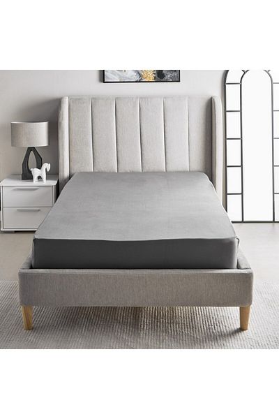 Home Box ملاءة سرير مزدوجة من القطن الأساسي مقاس 120×200+36 سم