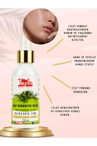 TİJDA Pure Rosemary Water Hair Tonic 150 ml Anti-Hair Loss 100% Natural Hair and Skin Tonic