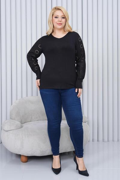 Siyezen Plus Size Sleeves Scallop Stylish Blouse