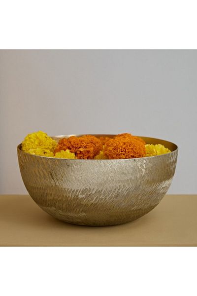Home Box Catlyn Textured Aluminium Decorative Bowl 25x25x14 cm