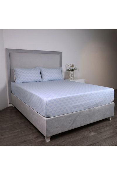 Home Box Malta Pixel Printed Cotton Super King Fitted Sheet 200x200+33 cm