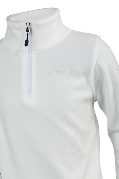 2AS Clara Çocuk Yarım Fermuarlı İnce Polar Sweatshirt Beyaz