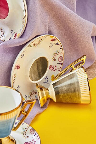 Cooker Set of 6 Gold Gilded Porcelain Coffee Cups - Luxury and Stylish Coffee Enjoy!