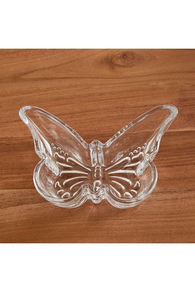 Home Box Vega Deco Glass Butterfly Mini Platter 17x12x3.6 cm