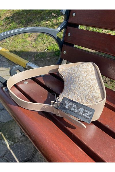YMZBAG Authentic Woven Body Artificial Open Gold Edged Baguette Bag