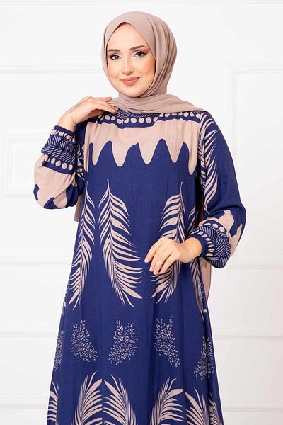 EBRUTESETTÜR Palm Patterned Viscose Hijab Dress