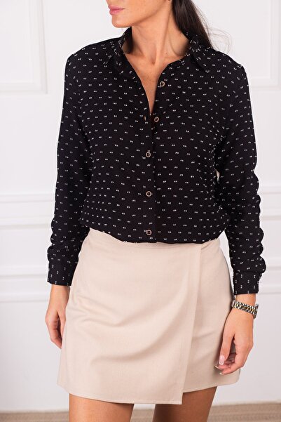 armonika Ženska crno-bela Sa deznom majica dugih rukava ARM-24K001023