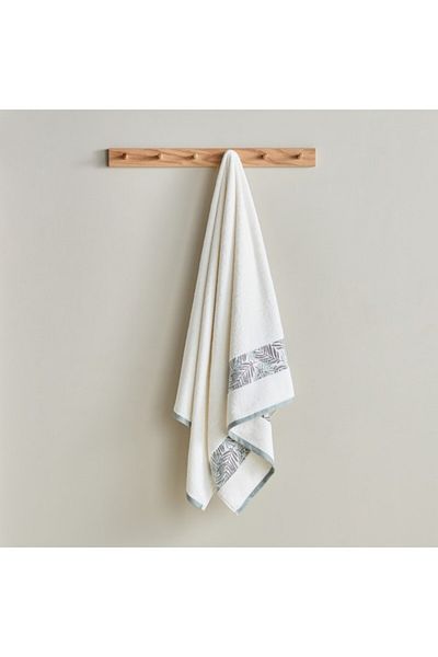 Home Box Opulence Jacquard Flora Border Turkish Cotton Bath Towel 70x140 cm
