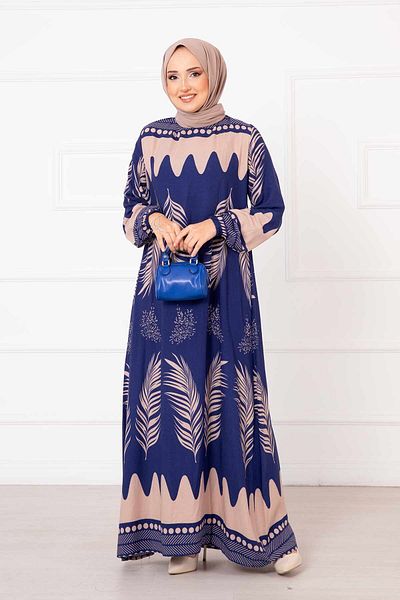 EBRUTESETTÜR Palm Patterned Viscose Hijab Dress