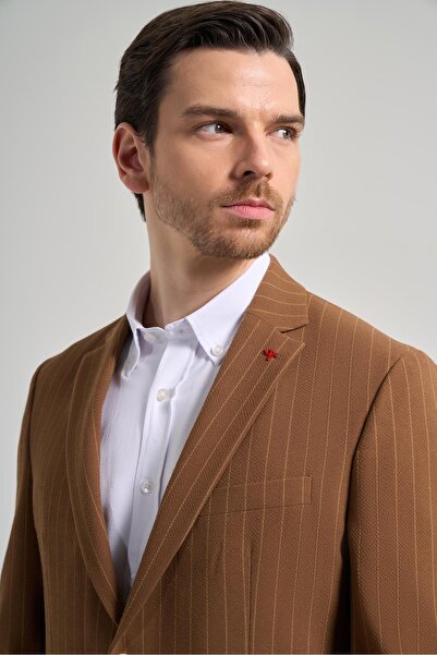 İmza Ριγέ σχέδιο Gofreli Mono Γιακάς Ελαστικό 6 Drop Slim Fit Σακάκι 1002250122