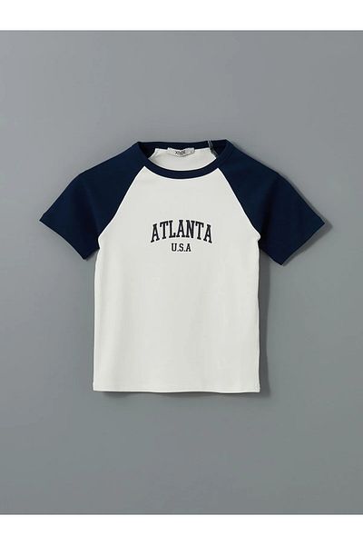LC Waikiki XSIDE Ecru Crew Neck Atlanta εμπριμέ γυναικείο μπλουζάκι κορμιού
