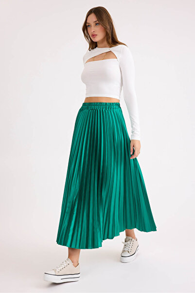 Vitrin Fusta din satin plisată cu talie elastică