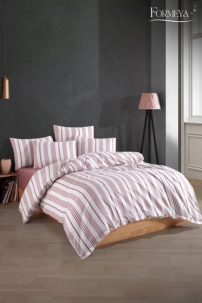 Formeya Bettbezug-Set für Einzelbett, garngefärbt aus Baumwolle, mit Knöpfen und Gummizug (1 Kissenbezug)