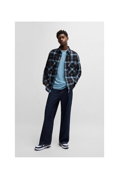 HUGO Yeni sezon logo hikayeli pamuklu penye tişört