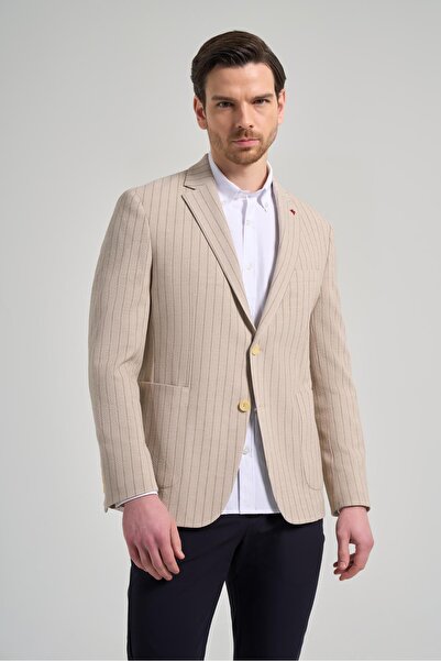 İmza Ριγέ σχέδιο Gofreli Mono Γιακάς Ελαστικό 6 Drop Slim Fit Σακάκι 1002250122