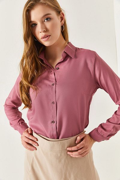 armonika Női Dusty Rose hosszú ujjú sima ing ARM-18Y001176