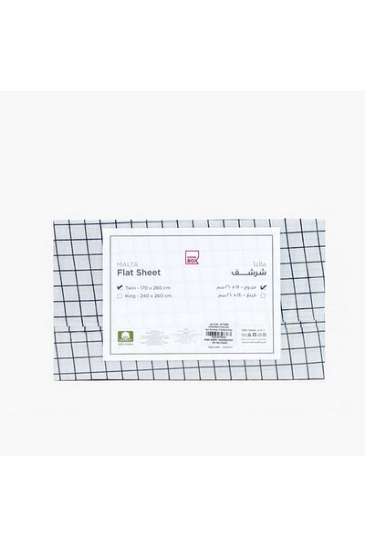 Home Box Malta Stripe Printed Cotton Twin Flat Sheet 170x260 cm