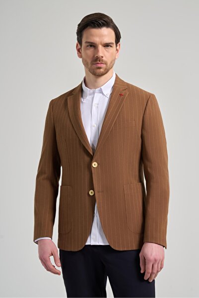 İmza Ριγέ σχέδιο Gofreli Mono Γιακάς Ελαστικό 6 Drop Slim Fit Σακάκι 1002250122