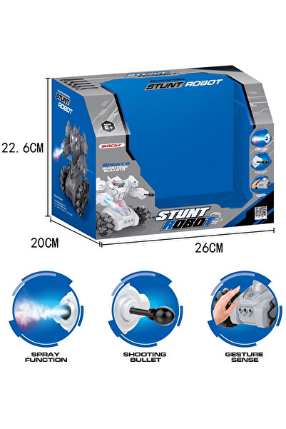 TUENGİ STORE Uzaktan Kumandalı El Sensörlü Şarjlı Full Fonksiyon Işıklı Roket ve Duman Atan Akrobat Robot Araba