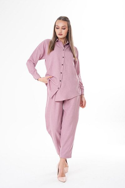 ŞİMAL Linen Shirt and Pants Set - Women's 250206