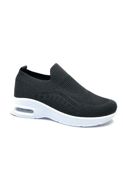 Kocamanlar Ayakkabı Kocamanlar 2416 4 cm Heeled Sole Sneaker Women's Sports Shoes Black-White