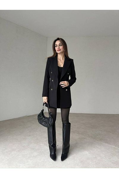 lolembutik Women's Double Button Atlas Fabric Jacket