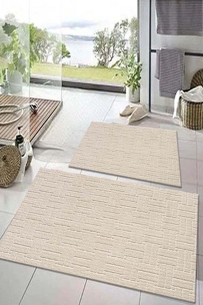 Raschel Carpet Moopy Lux Bath Mat - Non-Slip Base, 50X90 and 40X50 Toilet Seat (2 Pcs)