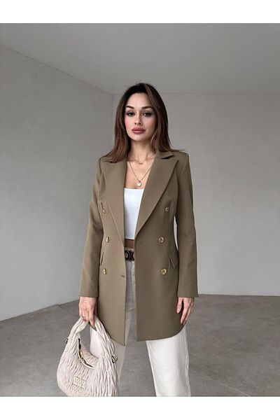 lolembutik Women's Double Button Atlas Fabric Jacket