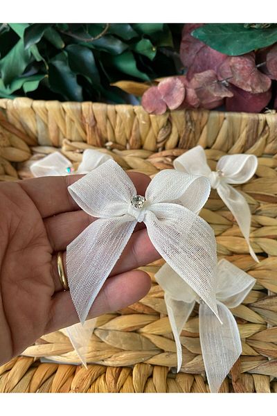 la minör Silver Stone Linen Ribbon Ready Bow -25 Pieces