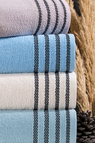 MARLA HOME Set prosoape Velura 4 piese - Mâini și față 100% bumbac 50x90 cm Culori deschise