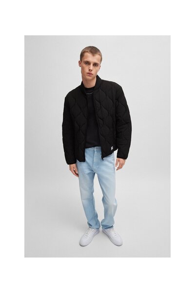 HUGO Logo rozetli su geçirmez kapitone mont