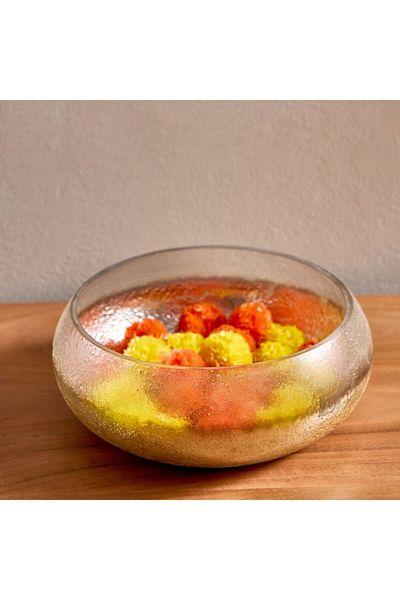 Home Box Erton Crink Glass Round Decorative Bowl 21x21x9 cm