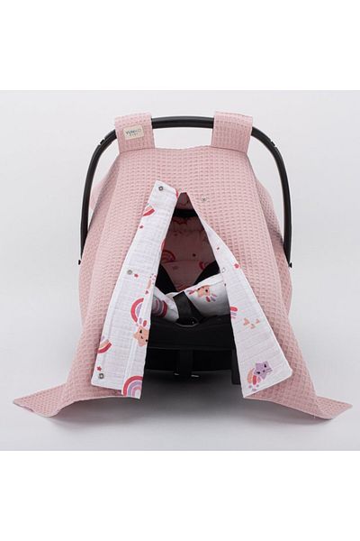 Yunikobaby Pink Rainbow Double Sided Powder Honeycomb Stroller Set