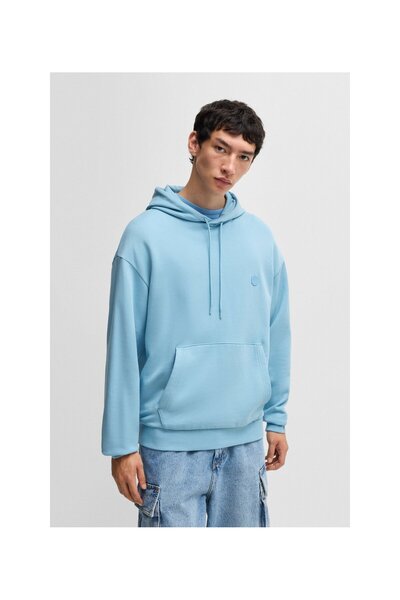 HUGO Happy HUGO logolu pamuklu havlu kumaştan kapüşonlu