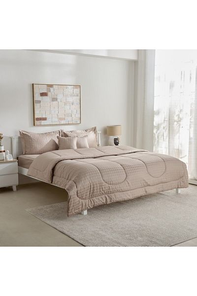 Home Box طقم لحاف فاخر مكون من 5 قطع من القطن الدوبي الصلب مقاس 220 × 240 سم