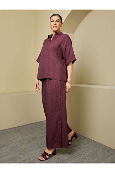 Styli طقم محتشم مكون من بلوزة بأكمام قصيرة وبنطلون واسع الساق