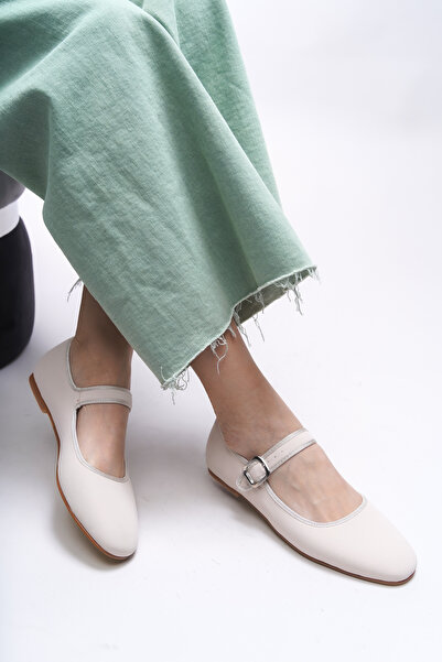 Riccon Gisnalore Matte Beige Women's Ballerinas - 0012277