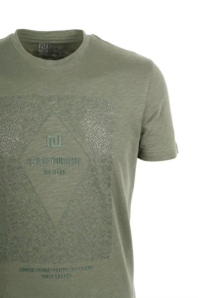 Ncs Jeans Men's T-Shirt Crew Neck Khaki 100% Cotton Slim Fit Printed T-Shirt Ncs Jeans 1924