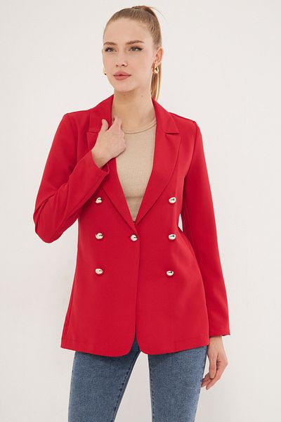 armonika Women's Red Buttoned Jacket Arm-20K 001151