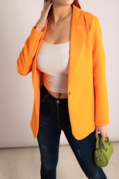 armonika Γυναικείο μπουφάν με μονό κουμπί πορτοκαλί μπράτσο-23y001047