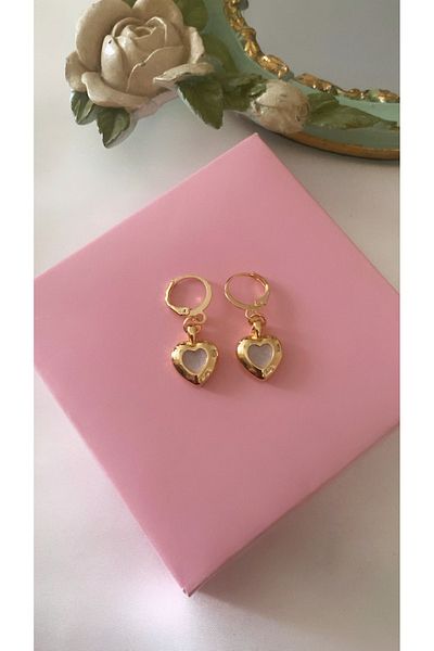 Asia by Leuvoié Asia by Leuvoie Pearl Enamel Heart Earrings