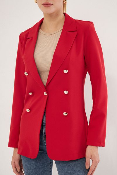 armonika Women's Red Buttoned Jacket Arm-20K 001151