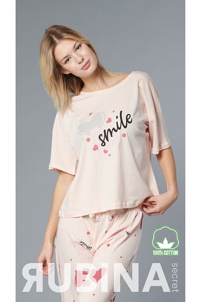Rubina Secret Σετ Πιτζάμες Heart 100% Cotton Γυναικεία Πιτζάμες - Oversize 4 Seasons [2025- Άνοιξη]