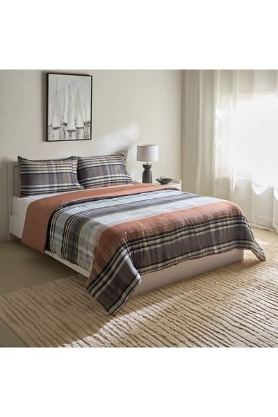 Home Box Snug Harbor 3-Piece Cotton Flannel King Comforter Set 220x240 cm