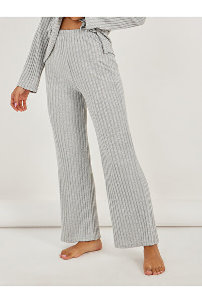 Styli Brushed Rib Placket Detail Drop Shoulder Top and Pyjama Set
